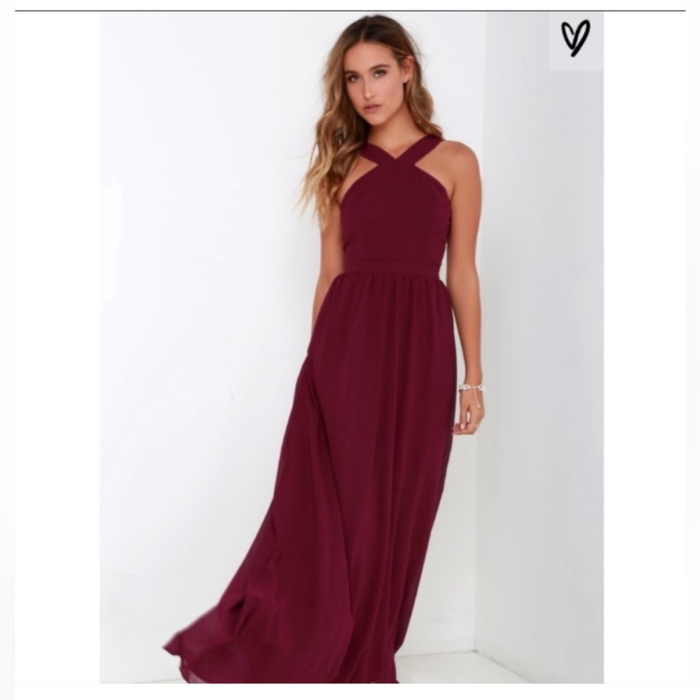 Lulu’s Air of Romance dress burgundy